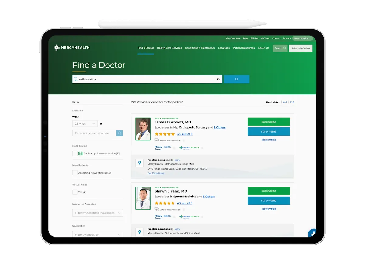 Doctor practice website