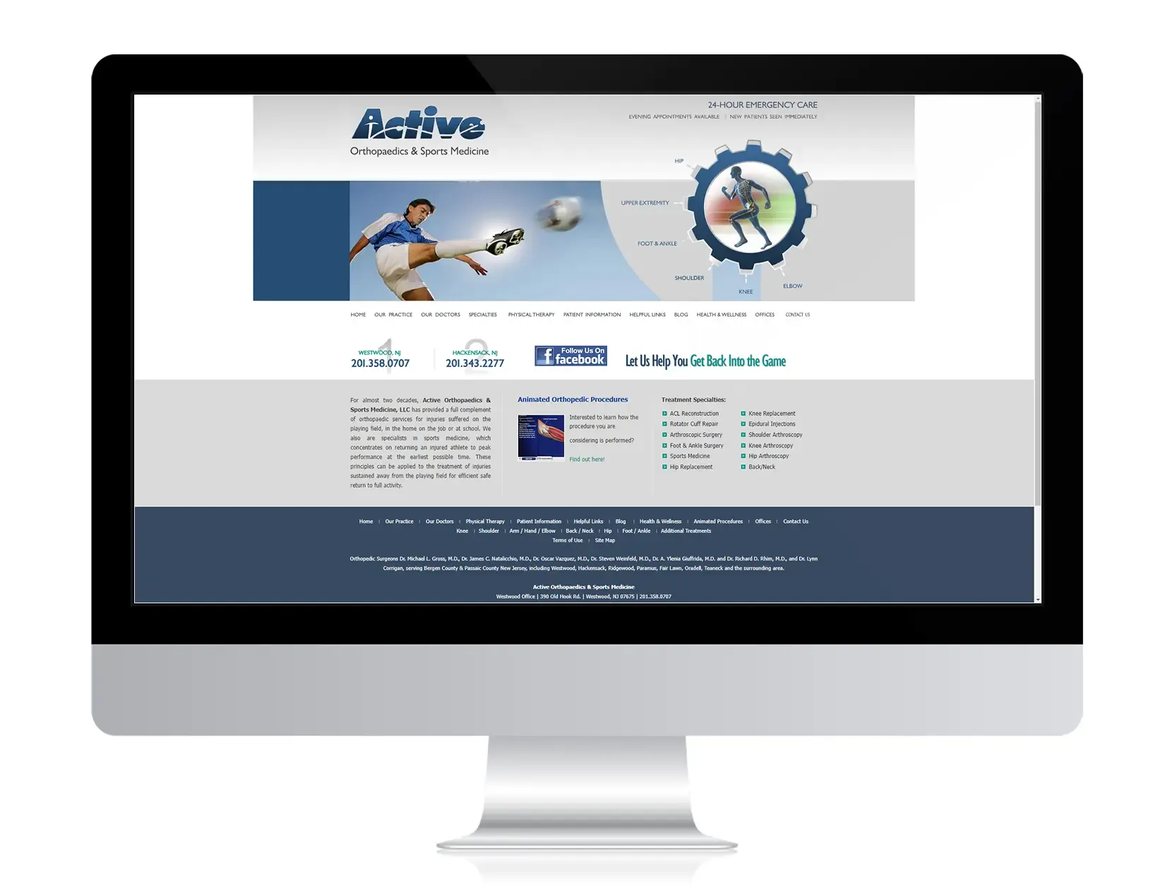 Active Orthopedics website before Hexapoint