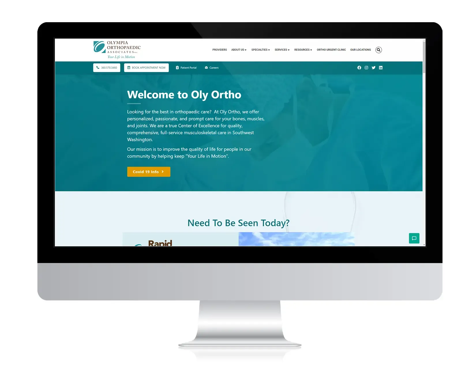 Olympia Orthopedics website after Hexapoint