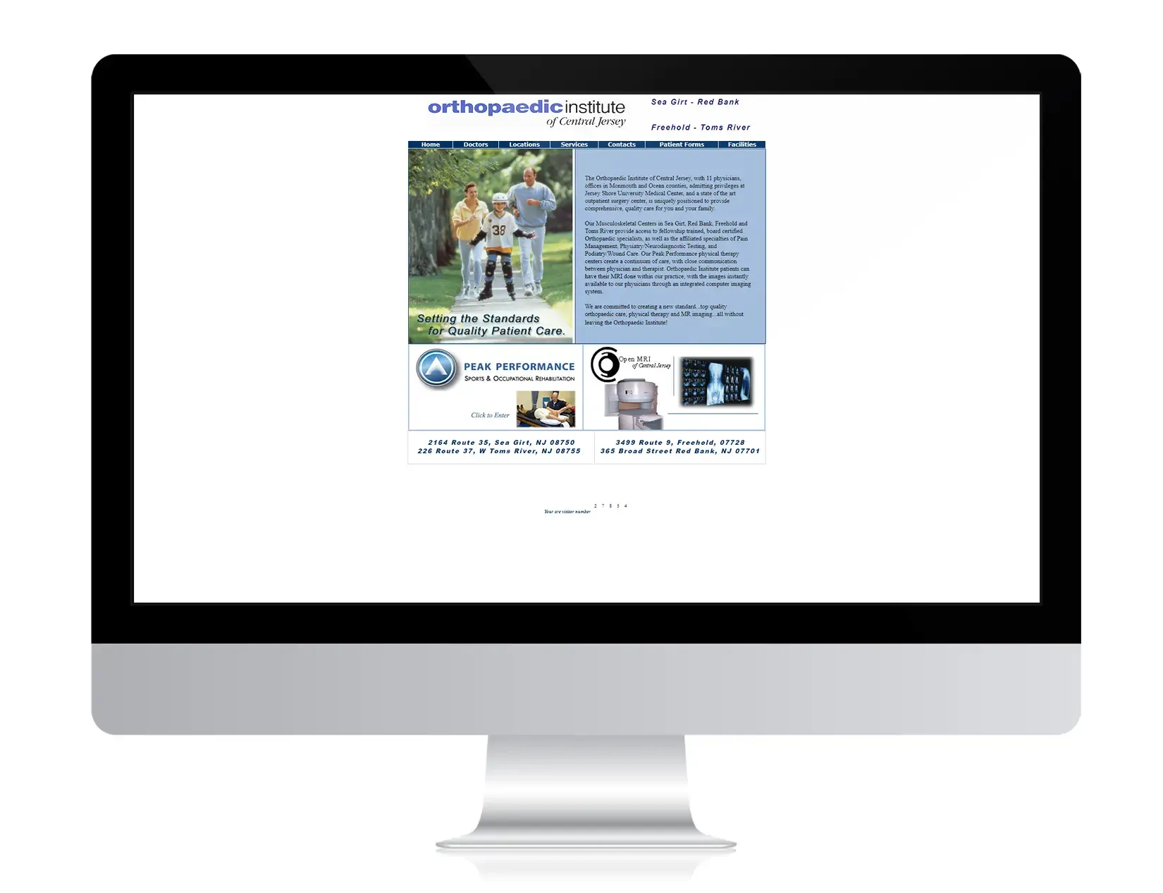 Orthopedic Institute website before Hexapoint
