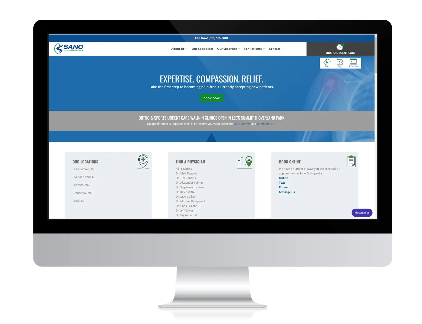 SANO Orthopedics website after Hexapoint