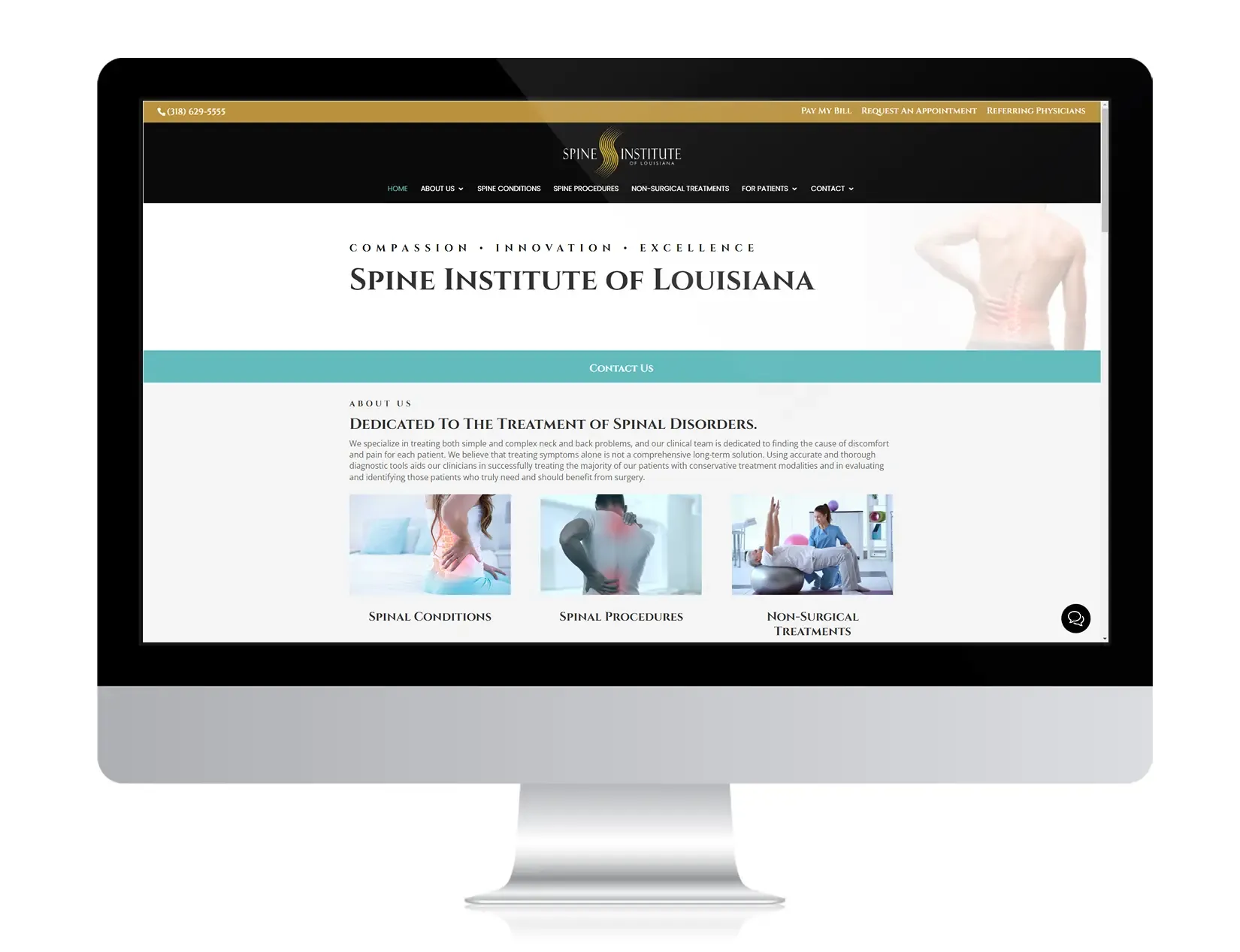 Spine Institute of Louisiana website after Hexapoint