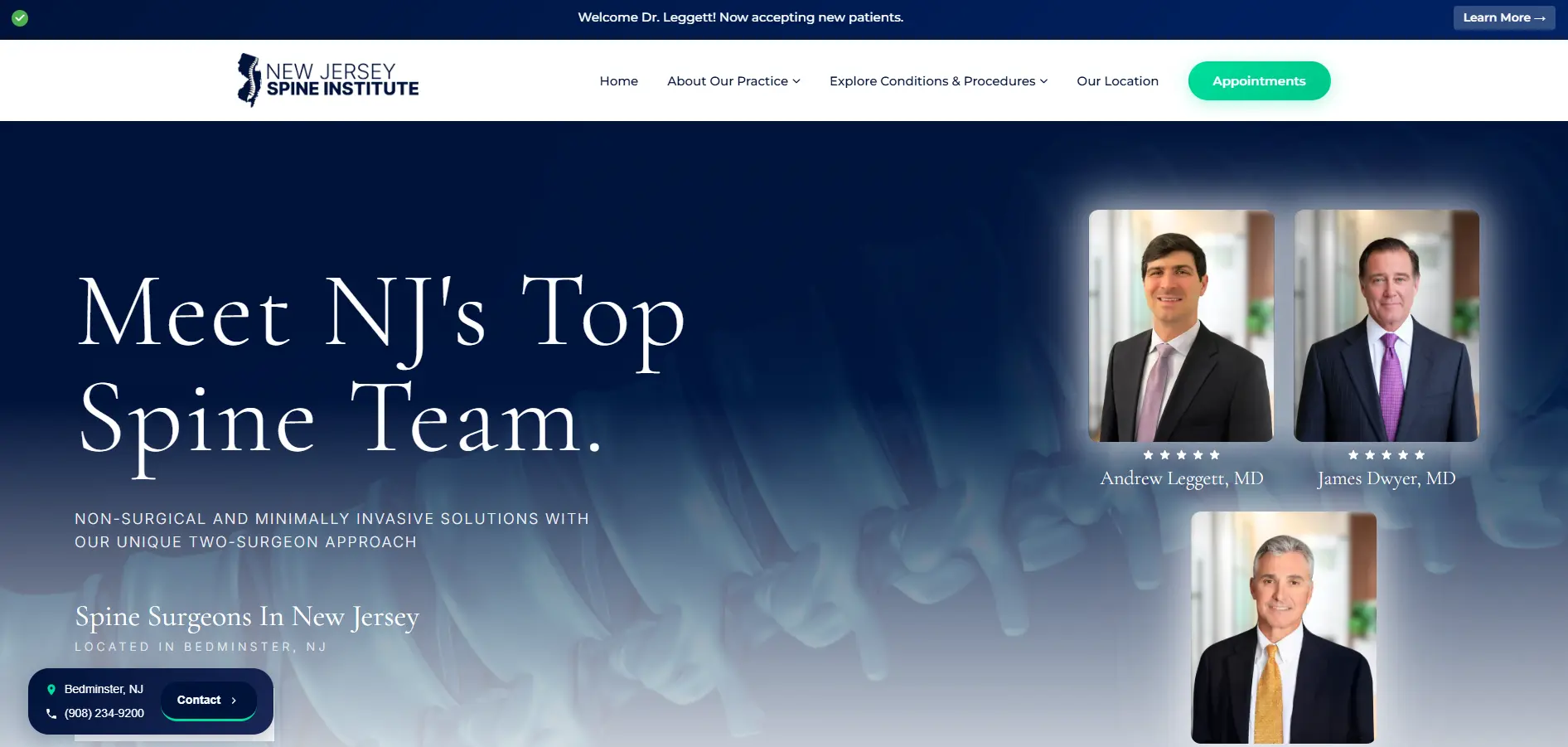 Orthopedic spine practice website