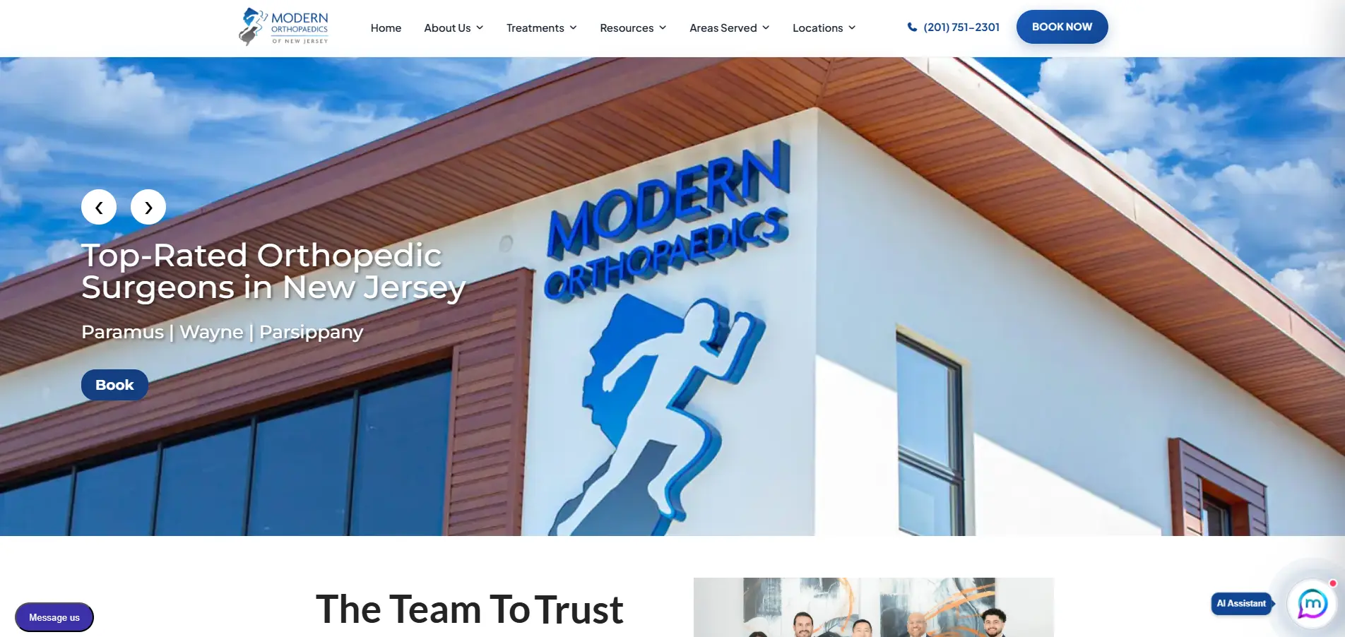 Multispecialty orthopedic group website